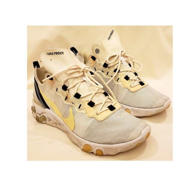 Nike React Element 55 Men's Sneakers Size- 10.5 White/Pale/Vanilla - Picture 6 of 9